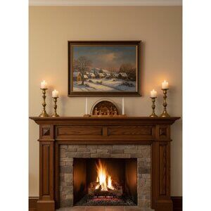 Handcrafted Wooden Nativity Scene By House Of Lloyd With Arch Design & Gold Acce